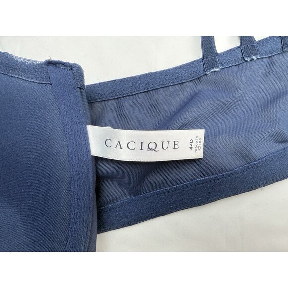 CACIQUE Boost Plunge Blue Floral Bra Front‎ Closure Underwire Lace Racerback 44D - Picture 7 of 13